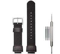 16mm Nylon Leather Strap Compatible with Casio GA-100 GA110 GA2100 DW5600E GA-700 DW6900 AWG-M100 DW003B MCW100 Repalcement Watch band(Black Silver buckle)