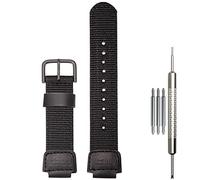 16mm Nylon Leather Strap Compatible with Casio GA-100 GA110 GA2100 DW5600E GA-700 DW6900 AWG-M100 DW003B MCW100 Repalcement Watch band(Black Black buckle)