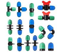 16mm Pipe Straight Elbow Tee Locked Connector Valve Garden Agriculture Automatic Watering Pipes Water Splitter Joint 10Pcs(DN16 to 4mm Green)