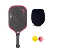 16mm Polymer Core Pink T700 Carbon Fiber Paddle Sport Ball Set, Textured Spin Face, Lightweight 0.51 lb, 0.63 in Thick, 16.34 x 7.40 in with 5.51 in Handle, Cover, and 2 Paddle Sport Balls