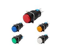 16mm push button switch 12v 24v 220V red yellow blue green led illuminated 1no 1nc momentary latching switch IDGTTLDF(Red,12v red)