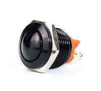 16mm Push Button Switch NC Normally Closed Mini Electric Momentary 1NC Small Metal Switches Start Stop 1Pcs(Black shell,Flat Head)