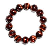 16MM Red Tigers Eye Bracelet for Men | Natural Healing Root Chakra Gemstones | Fits for 8.5" Strong Wrist | Bring Luck & Fortune | Anxiety Relief Spritual Gift for Friends Familys with Big Arm