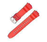 16mm Rubber Watchband Fit for Casio MCW-100H W-S220 HDD-S100 Waterproof Strap Replacement Driving Sport Watch Accessories Watch Strap (Color : Black-Silver Buckle, Size : 16mm)