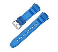 16mm Rubber Watchband Fit for Casio MCW-100H W-S220 HDD-S100 Waterproof Strap Replacement Driving Sport Watch Accessories Watch Strap (Color : Black-Silver Buckle, Size : 16mm)
