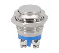 16Mm Screw-Terminal Metal Push Button Switch For Industrial Control, Self-Resetting Power Switch Compatible With Electromagnetic Starter And Contactor(Flat head)