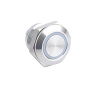 16mm Short Type Momentary 12V Blue Ring Led Illuminated Lighting 1NO 4Pins Push Button Switch IDGTTLDF