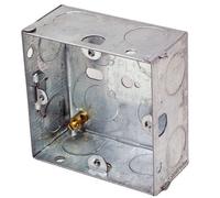 16mm Single Metal Flush Mounted Back Box - 1 Gang Brick Wall Hole Pattress - Loops
