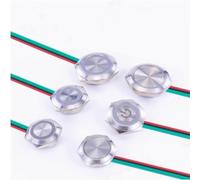 16mm Ultra Short LED Light Switch 12V 24V Momentary Self Reset Metal Push Button With Wire 1Pcs(Red power)