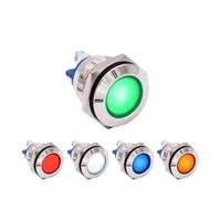 16mm Waterproof Chrome Metal Indicator Light, 12V 24V 220V Red Green Blue White Amber Pilot Lamp Signal Light Screw Terminal IDGTTLDF(110-220V Blue)