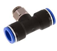 16mm x G3/8'' Inline Tee Push-in Fitting with Male Threads Brass/PA 66 NBR Rotatable