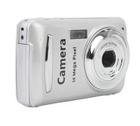 16MP Compact Digital Camera, HD Video Recorder 1080P, 16X Zoom, Stabilization, 2.4 Screen with Moments for Travel, Selfies, Growth (Silver Grey)