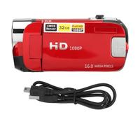 16MP Digital Camera Camcorder with 2.4 Inch Rotating Screen with Fill Light, Loop Recording, Time Watermark, for Baby Growth, Travel, Wedding Recording, USB Connection (Red)