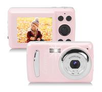 16MP Digital Camera with 1080P Video, 16x Zoom, Multi Axis Stabilization, 2.4 Inch HD Display, ABS Material, for Photography, Social Gatherings, Graduation Photos (Pink)