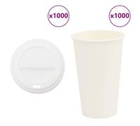 (16oz/400ml) vidaXL Paper Coffee Cups with Lids 1000 pcs 8oz 200ml paper cup