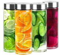 16oz/500ml Glass Juice & Water Bottles with Lids, 6-Pack Wide Mouth Borosilicate Glass Bottles- Reusable, Leakproof & Dishwasher Safe, for Smoothies, Juicing, Protein Shakes & Shaker Bottles (500ml)