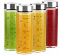 16oz/500ml Glass Juice & Water Bottles with Lids, 6-Pack Wide Mouth Borosilicate Glass Bottles- Reusable, Leakproof & Dishwasher Safe, for Smoothies, Juicing, Protein Shakes & Shaker Bottles (500ml)