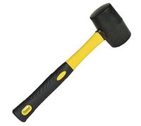 16oz Black Rubber Mallet Non Marking Hammer with Fibreglass Handle Shaft