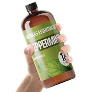 16oz Bulk Peppermint Essential Oil (GIANT 16 OUNCE BOTTLE - THERAPEUTIC GRADE PEPPERMINT OIL) Perfect For Aromatherapy Diffusers, Help Repel Mice & Rats, Candle Making, Soap Making, Lotions, Body Wash