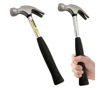 16Oz Claw Hammer - Heavy Duty, Metal Shaft Rubber Grip | Non Slip Handle, Curved Nail Steel Head, Multi Purpose Household DIY, Work Screw Nails, Durable