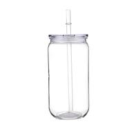 16oz Colorful Lid Transpare Plastic Cup with Lids and Straws Replacement Lids for Can Shaped Iced Coffee Cups Cute Tumbler Cup(Transparent)