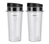 16oz Cup Compatible with Ninja Nutri Slim Blender 700 W QB3001UKS, Also Fit for Ninja BL770 BL780 BL660 BL740 BL810 - Ninja Replacement Parts with Lid - 2 Pack Replacement Cups