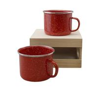 16oz Enamel Mugs 2-Pack - Versatile for Camping, Beach, Travel, Home, and Outdoor Use: Ideal for Hot/Cold Beverages, Soup, and More by Dependable Industries (Red)