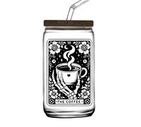 16oz Fantasy Can Glass Cup with Lid and Straw - Perfect for Coffee, Tea, Cold Drink | Unique Gift (The Coffee)