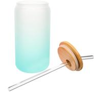 16oz Glass Coffee Tumbler with Straw, Light Green Gradient Drinking Cup | Wide Mouth, Reusable Glass Straw, Easy Pouring for Coffee or Smoothies, Gift-ready for Home and Hotel