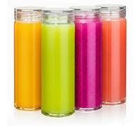 16oz Glass Water Bottles (4 Pack), Wide Mouth Glass Juice Bottles with Clear Lids for Juicing, Smoothies, Fruit Water, Teas, Beverage Storage - Borosilicate Juicing Bottles Reusable & Leakproof