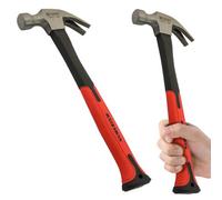 16Oz Hammer Fibre Glass Handle Rubber Grip Non Slip Claw Curved Nail Steel Head