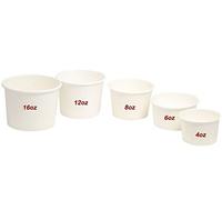 16oz Plain White Paper Ice Cream Dessert Container Cups Tubs - Pack of 1000