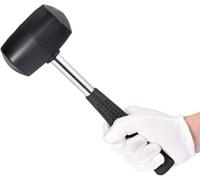 16oz Rubber Mallet with Steel Shaft - Heavy Duty Hand Tool, Small Hammer, Comfortable Grip to Reduce Hand Fatigue, Camping Mallet, Great for DIY, Metal Work, Woodworking and More