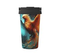 16oz Travel Carry Coffee Mug Double Wall Vacuum Insulated Coffee Cup Stainless Steel Thermal Fire And Water Phoenix Tumbler Cup Holiday Birthday Christmas Gift For Women Men