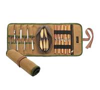 16OZ Waxed Canvas Tool Roll Bag, Heavy Duty Tool Storage Roll Bag with 7 Tool Slots & 1 Detachable Pouch, Khaki Tool Organizer for Wrenches and Tools (60 x 25cm)