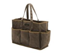 16OZ Waxed Canvas Tool Tote Bag for Garden Tools, Wrench Set & Screwdriver - 11 Pockets Garden Tool Bag with Portable Handles, Gardening Tote & Tool Storage Organizer (36 x 14 x 26.5cm) - Grey