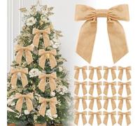 16P Christmas Champagne Velvet Ribbon Gift Bows,4.3" Champagne Velvet Bows with Twist Ties,Christmas Tree Bow,Vintage Wedding Velvets BowXmas Wreaths Velvets Ribbon for Pretied Gift Wrapping Bows