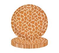 16P Safari Animal Party Giraffe Print Paper Plates 7 Inch, Jungle Theme Tableware Decorations Set for Kids Reptile Party Supplies