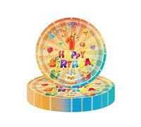 16Pc 1st Birthday Paper Plates 7",Colourful First Birthday Tableware Party Plate Disposable,Happy 1st Birthday Table Decorations Plate Luncheon Plates for Baby Girls/Boys 1st Birthday Party Decoration