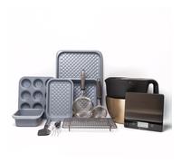 16pc Baking Set with Baking Tin, Muffin Tray, Baking Trays, Loaf Tin, Cooling Tray, Sieves, Mixing Bowls, Colander, Measuring Jug, Whisk, Spatula & We Masterclass Multi Large