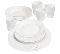 16Pc Dinner Set Bowl Plate Mug Soup Side Porcelain Cup Gift Kitchen Dining Plain