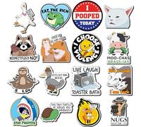 16PC Funny Fridge Magnets for Adults, Reusable Cute Fridge Magnets Animals and Words Magnets, Fun Anime Refrigerator Locker Magnets, for Kitchen Home Decor Bumper School