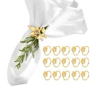 16pc Gold Leaf Napkin Rings Set - Metal Napkin Holders for Christmas, Thanksgiving, Wedding, Party, Dinner & Table Decoration