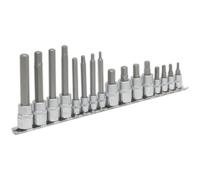 16pc Hex Socket Bit Set - 1/4" 3/8" Square Drive 3mm to 10mm Long & Short Shaft