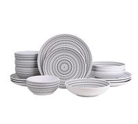 Waterside White & Black Dash Stoneware Dinner Set, 16pc