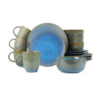 16pc Reactive Glaze Blue Dinner Set