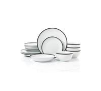 16pc St Ives Stripe Dinner Set - Black