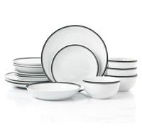 Waterside - 16 Piece St Ives Stripe Dinner Set - Black
