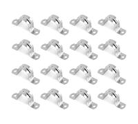 16Pcs 15mm Stainless Steel Rigid Pipe Strap, 2-Hole U Bracket Pipe Straps, 201 Grade Rigid Tube Clips for Plumbing, HVAC, Electrical Fixing, Corrosion-Resistant Pipe Support