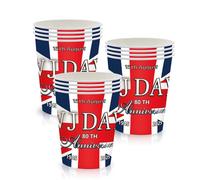 16pcs 15th August VJ Day 80th Anniversary Decorations Paper Cups Disposable,VJ Day Cup Celebrations Cups for 80 Years Victory Over Japan WW2 1945-2025 VJ-Day 80th Anniversary Party Table Decorations